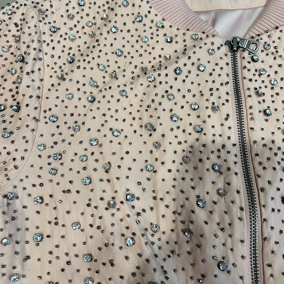 Alice + Olivia Demia Embellished Silk Cropped Bomber Jacket - Picture 7 of 12
